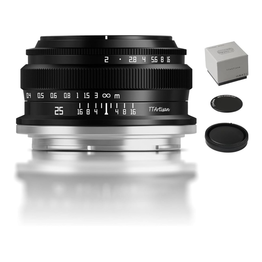 TTArtisan 25mm Black and Silver Lens